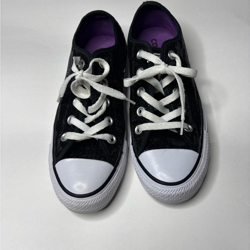 Classic Black sequin and White Women's Sneakers